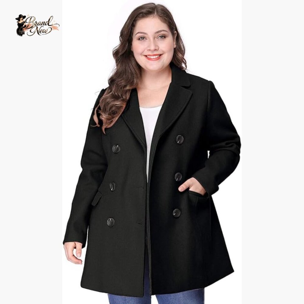 Polyester Double Breasted Notched Lapel Long Coat… - image 1